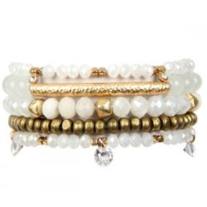 White Sparkle MIXED BEADS BRACELET Stackers